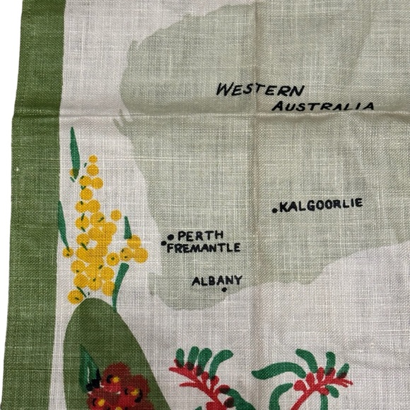 Australiana Souvenir Map 100% Linen Tea Towel Cloth Designed In Australia 31”x20 - Picture 8 of 12